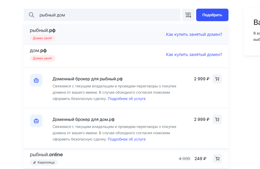 Выбор доменного имени