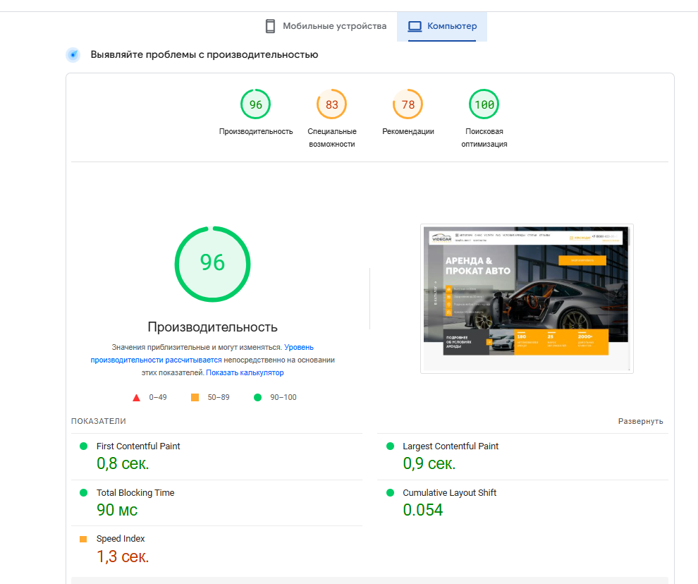 Пример проверки сайта